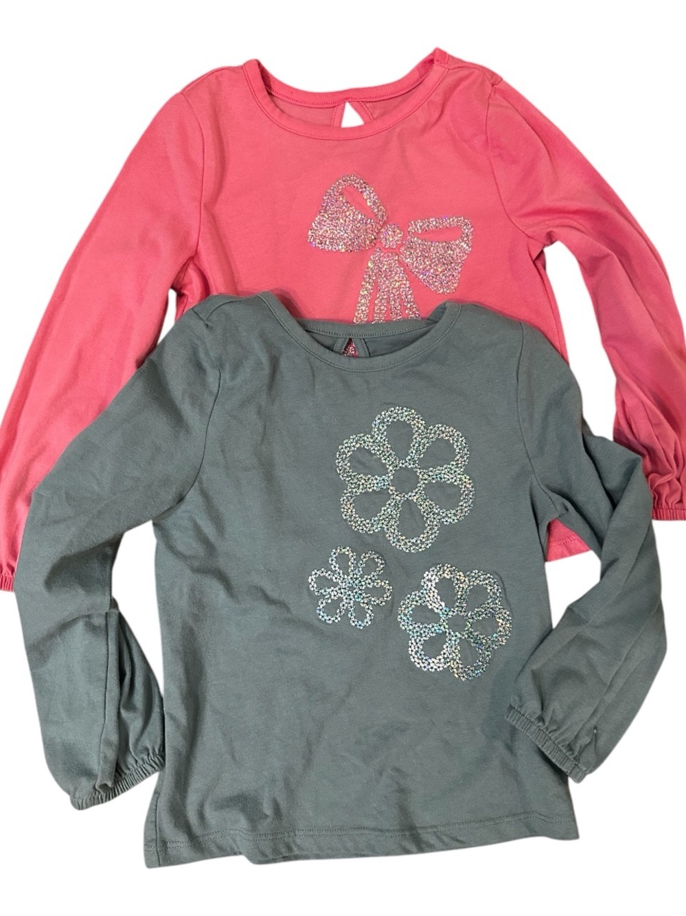 Garanimals Pink & Gray Long-Sleeve Girls' Tops with Sparkle Motifs